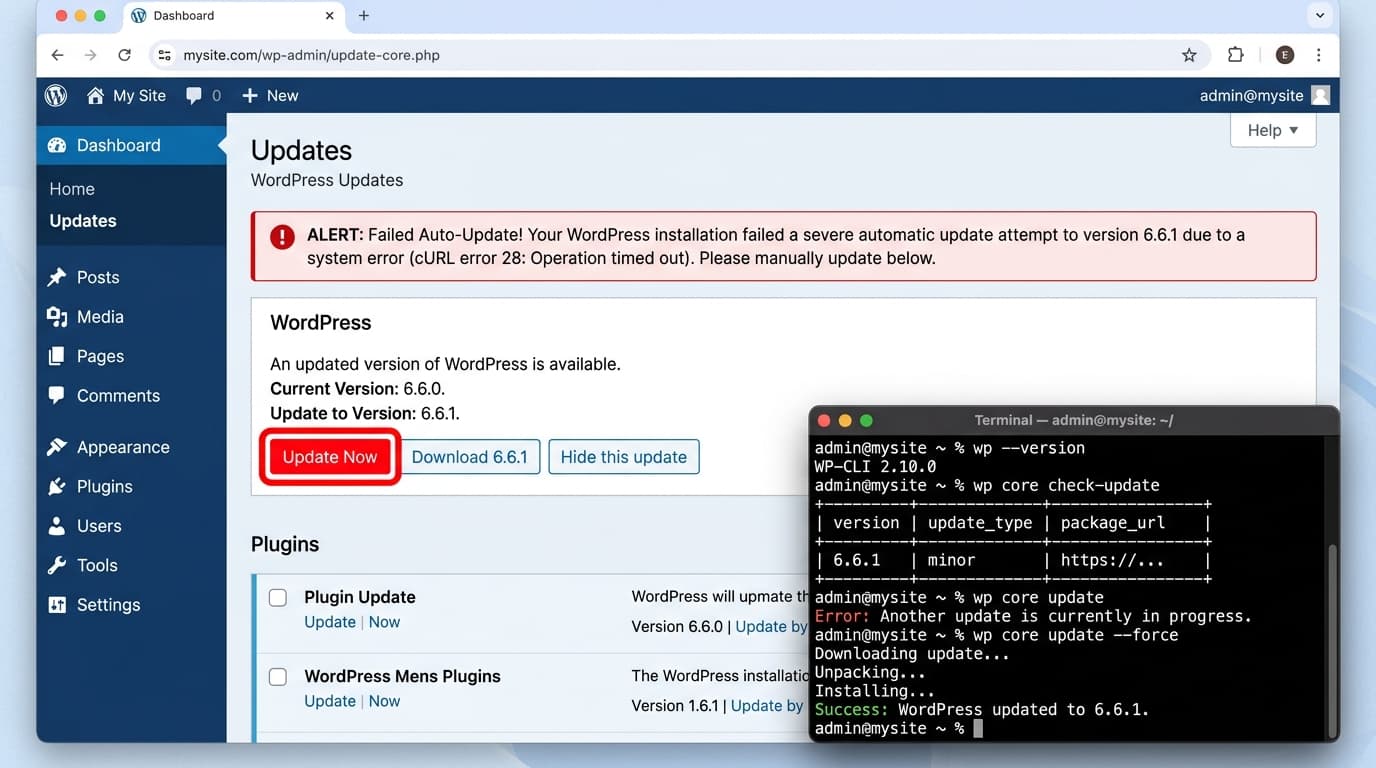 Error: Failed Auto-Update in WordPress